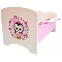 Кроватка для куклы "Пингвин" 42х25х23см бело-розовая (мдф, текстиль) КР001П