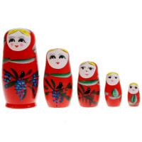 Матрешка с цветами 5 в 1, 11х6,5см дерево 6 цветов Y7725-18