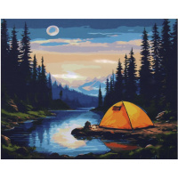 Живопись по номерам (акрил) 40х50см "Палатка на берегу" сложность 4, холст на подрамнике МСА2123