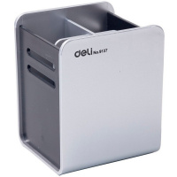 Подставка д/канц.принадлежностей 9х8х11см 4 отделения, пластик, черно-серая E9137