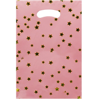 Пакет подарочный "Звезды" 17,5х25см фольга розовый Y10434-24