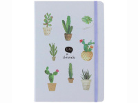 Бизнес-блокнот А5 80л "Кактусы" на резинке, линия, обложка 7БЦ софт-тач, 4цв. Y8669-19
