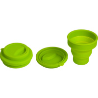 Стакан-непроливайка складной "School" силиконовый 8x9x8см с крышкой, неоновый салатовый 8071303