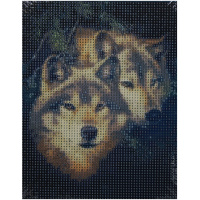 Алмазная мозаика 20х25см "Волки в сосновом лесу" полная выкладка ZH8123