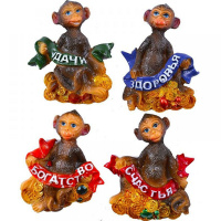 Магнит Обезьяна 6,5*4,5см темно-коричневый 4 вида Y2624-15