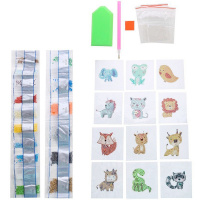 Алмазная мозаика 6,5х8см "Животные" 12шт. на стикере частичная выкладка M-11876