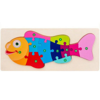Пазл-сортер "Рыбка" 30х13см объемный, дерево, 12 видов 11401-24