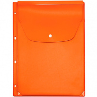 Папка-конверт на кнопке А4 пвх, перфорация, с расширением 2,5см, оранжевая 2308-111