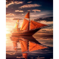 Алмазная мозаика 40х50см "Алые паруса" полная выкладка KR 0135