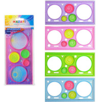 Спирограф с трафаретами 20см пластик 4 цвета M-5569