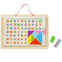 Доска для рисования магнитно-маркерная/меловая 38х27см (алфавит, маркер, губка) Y6170-17