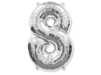 Шар воздушный 91см (36"), Цифра "8" (фольга, серебро) 6045081