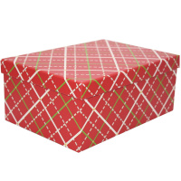 Коробка подарочная "Красная клетка" 28х21х12,5см картон M10-121