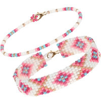 Набор для бисероплетения "Браслеты. Геометрический орнамент" 2см (бисер, нить, иглы, карабин) 11-007