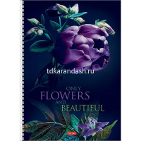 Тетрадь А4 96л клетка "Beautiful flowers" на спирали, перфорация на отрыв, 4 дизайна 086261 от магазина "Карандаш"