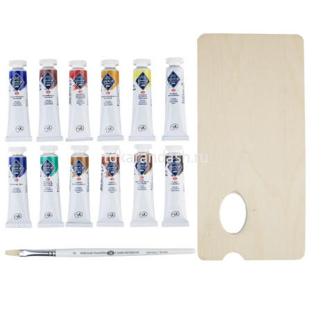 Краски масляные 12 цветов 18мл туба Мастер Класс (палитра, 1 кисточка) 11431896 от магазина "Карандаш"