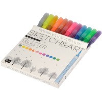 Набор маркеров "Sketch&Art" глиттерные 12шт, пулевидный наконечник, толщина линии 3мм 22-0095 от магазина "Карандаш"