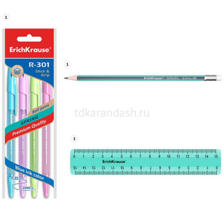 Набор настольный "Base Pastel" 18,5х8х23см 6 предметов, пластик, мятный 53687 от магазина "Карандаш"