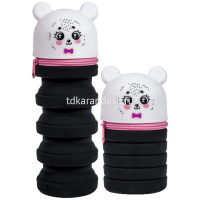 Пенал "100% Cute. Panda" 20x6,5x6,5см, силикон, увеличивающийся, черно-белый 7027013 от магазина "Карандаш"