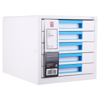 Бокс для документов "Rio" 27,7x34,4x25,9см, 5 выдвижных ящиков, белый/голубой EZ01033 от магазина "Карандаш"