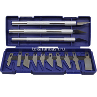 Набор ножей для макетирования 3шт. 10 сменных лезвий, пластиковый футляр Y10777-24 от магазина "Карандаш"