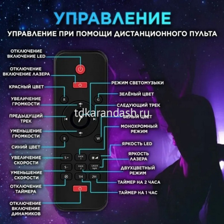 Проектор "Звездное небо" 17х13,5см музыкальный, 10 режимов (USB, Bluetooth) 210413-163 от магазина "Карандаш"