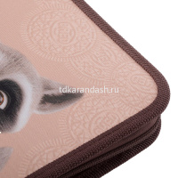 Пенал "Вот енот" 20х14х4см прямоугольный одностворчатый, 2 откидные планки, ткань 093858 от магазина "Карандаш"