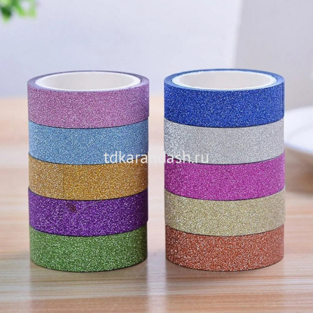 Клейкая лента бумажная 15мм х 3м с блестками Y9257-19 от магазина "Карандаш"