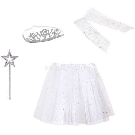 Карнавальный набор "Принцесса" белый р.30 рост 116см (юбка, митенки, диадема, волшебная палочка)