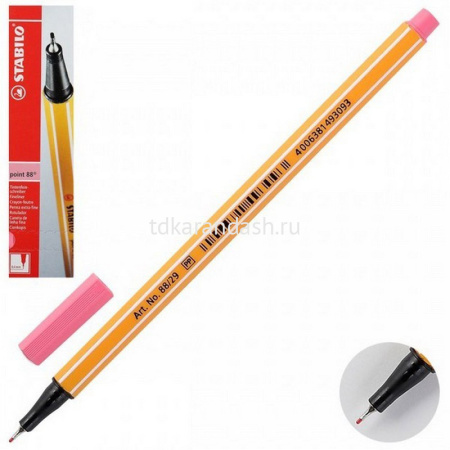 Ручка капиллярная "Stabilo point" 0,4мм светло-розовая 88/29