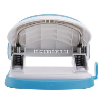 Дырокол "Vivid" 20л 2-отв, d-6мм, с линейкой, пластик, белый/голубой E0113 от магазина "Карандаш"