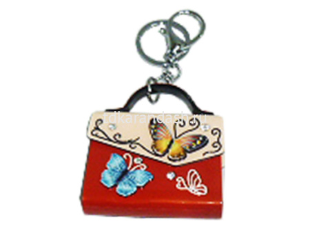 Брелок Сумка с бабочками 7,5см, с карабином 6 цветов Y8036-18