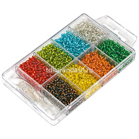 Набор бисера 2мм 8 цветов прозрачный с серебряным отверстием SNB №2 от магазина "Карандаш"