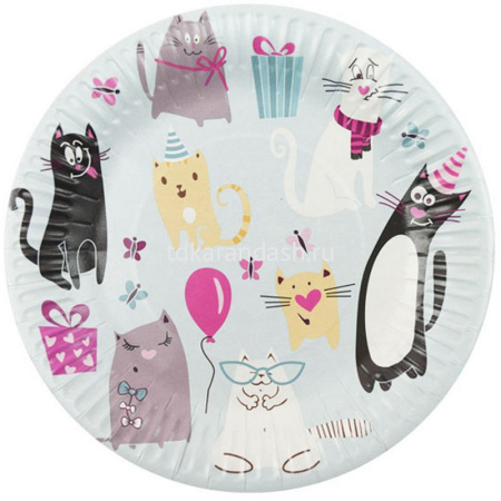 Набор тарелок "Кошки" 18см 6шт бумажные P 6060398