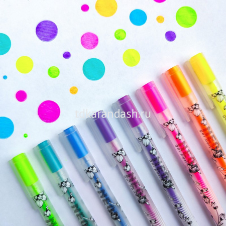 Набор гелевых ручек 8цв 0,8мм "Sketch&Art. Uni Write. Neon" чернила неоновые, корпус Soft Touch от магазина "Карандаш"