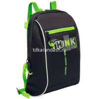 Рюкзак 28х39х17см 943гр, 2 отделения, 3 кармана, с сумкой для обуви, черный/салатовый RB-458-1/3 от магазина "Карандаш"