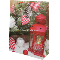 Пакет подарочный "Новогодние фонари" 18х23х10см 4 вида SK2383 от магазина "Карандаш"