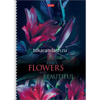 Тетрадь А4 96л клетка "Beautiful flowers" на спирали, перфорация на отрыв, 4 дизайна 086261 от магазина "Карандаш"