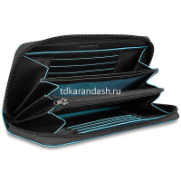 Кошелек "Blue Square" 18х9,5х2,5см 3 отделения, черный, натуральная кожа PD3229B2/N от магазина "Карандаш"