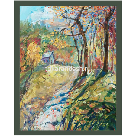 Картина "Осенний пейзаж" 50х57см на холсте (двп, масло)
