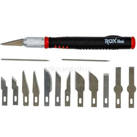 Нож для макетирования 12 сменных лезвий, пластиковый футляр, красный Y10778-24 от магазина "Карандаш"