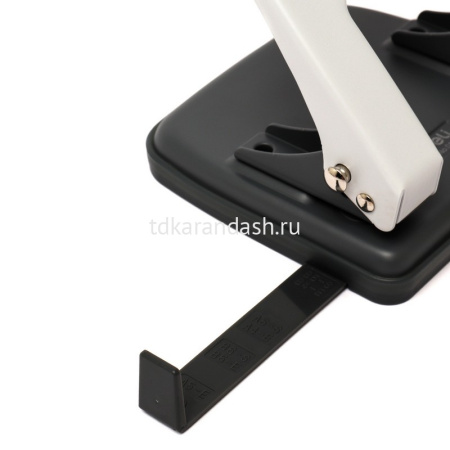 Дырокол "Essential" 20л 2-отв, d-6мм, с линейкой, металл, белый E0102 от магазина "Карандаш"