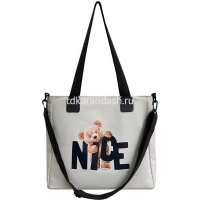 Сумка "Nice bear" 40х30х9,5см 1 отделение, 1 карман, текстиль, белая BX23180 от магазина "Карандаш"