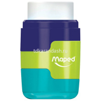 Точилка 2 отв. "Connect 2в1" с ластиком и контейнером, пластик, цвет ассорти 49221 от магазина "Карандаш"