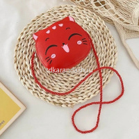 Сумочка "Кошечка" 12х10,5х4см 1 отделение, искусственная кожа, красная SD2265 от магазина "Карандаш"