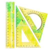 Набор 3 предмета гибкий (линейка 15см, треугольник, треугольник/транспортир) пластик, 3 вида EH649 от магазина "Карандаш"