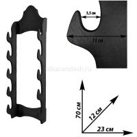 Подставка под 5 мечей настенная 70х23х12см дерево Ц_060(ч) от магазина "Карандаш"