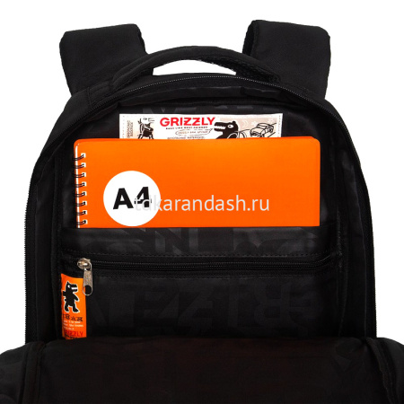 Рюкзак 39х26х19см, 740гр, 2 отделения, 3 кармана, черный/оранжевый RB-556-3/1 от магазина "Карандаш"
