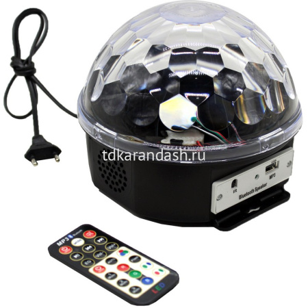 Диско Шар 18х14см музыкальный, черный (USB, Bluetooth) 2021-32 от магазина "Карандаш"