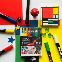 Картинка Набор маркеров перманентных "POSCA" стандартные цвета, 6шт, пулевид. наконечник, толщина линии 2,5мм от магазина "Карандаш" Набор маркеров перманентных "POSCA" стандартные цвета, 6шт, пулевид. наконечник, толщина линии 2,5мм от магазина "Карандаш"